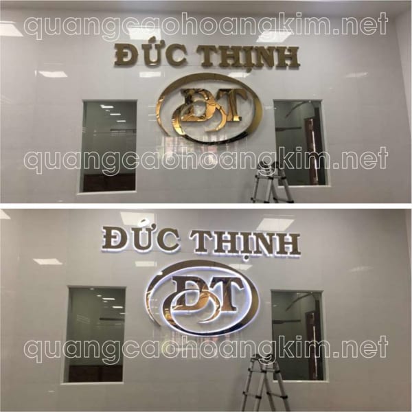 BACKDROP VĂN PHÒNG GẮN LOGO INOX TUYỆT ĐẸP, SANG