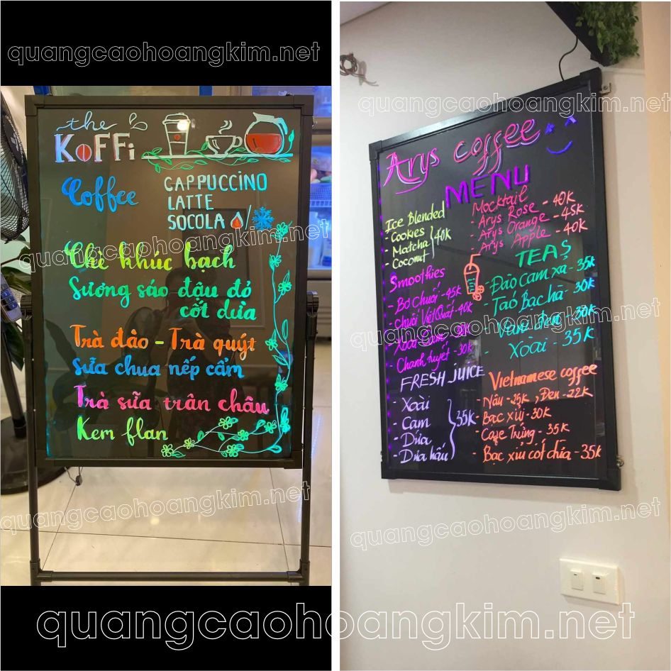 bang led huynh quang menu viet tay khung sat dep 1 - BẢNG ĐÈN LED HUỲNH QUANG MENU VIẾT TAY CỰC ĐẸP