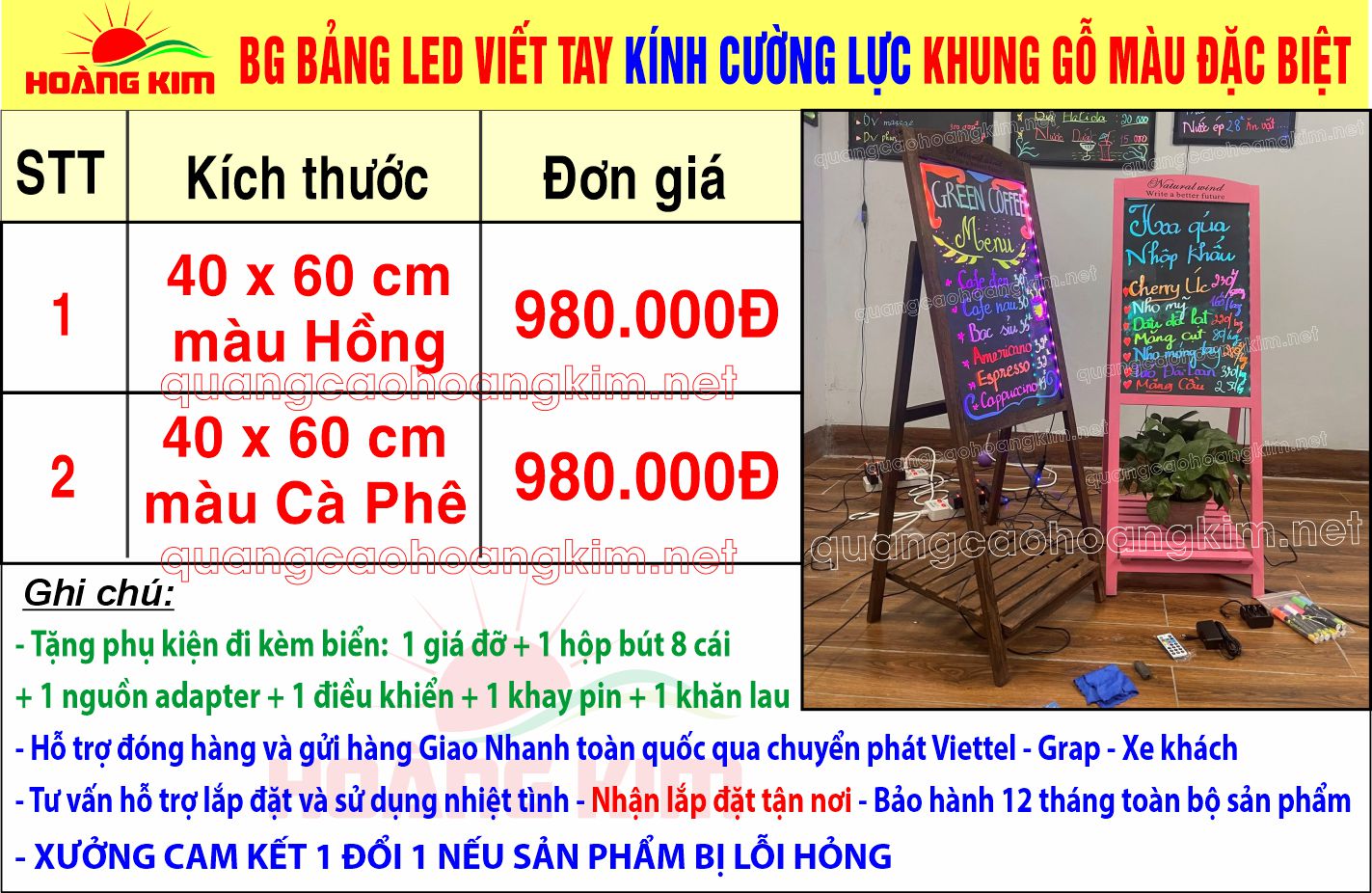 bao gia bang led huynh quang menu viet tay khung go mau dac biet - BẢNG ĐÈN LED HUỲNH QUANG MENU VIẾT TAY CỰC ĐẸP