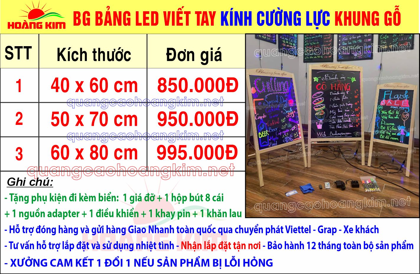 bao gia bang led huynh quang menu viet tay khung go - BẢNG ĐÈN LED HUỲNH QUANG MENU VIẾT TAY CỰC ĐẸP