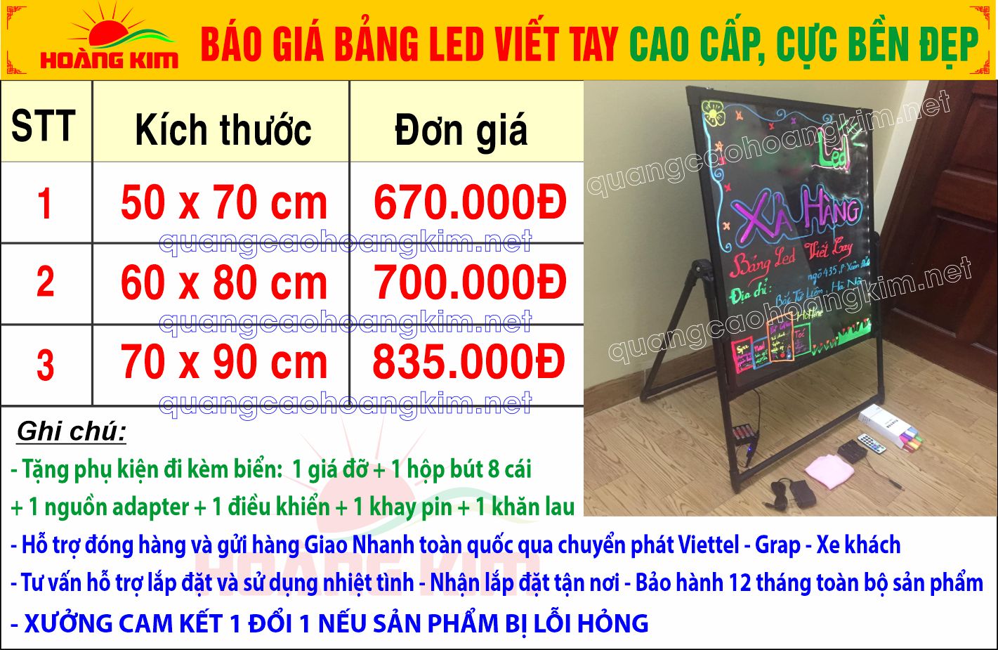 bao gia bang led huynh quang viet tay t11 2024 - BẢNG LED HUỲNH QUANG VIẾT TAY SIÊU ĐẸP, BỀN, GIÁ RẺ