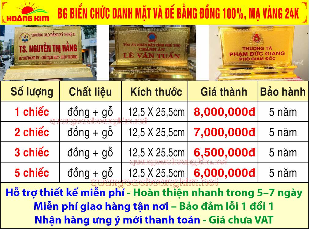 BIỂN CHỨC DANH BẢO HIỂM ĐỂ BÀN ĐẸP, SANG TRỌNG 10 bao gia bien chuc danh mat dong 2mm gan de dong ma vang 24k - BIỂN CHỨC DANH BẢO HIỂM ĐỂ BÀN ĐẸP, SANG TRỌNG