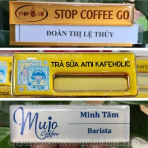 BẢNG TÊN CÀI ÁO QUÁN CAFE, TRÀ SỮA ĐẸP, ẤN TƯỢNG