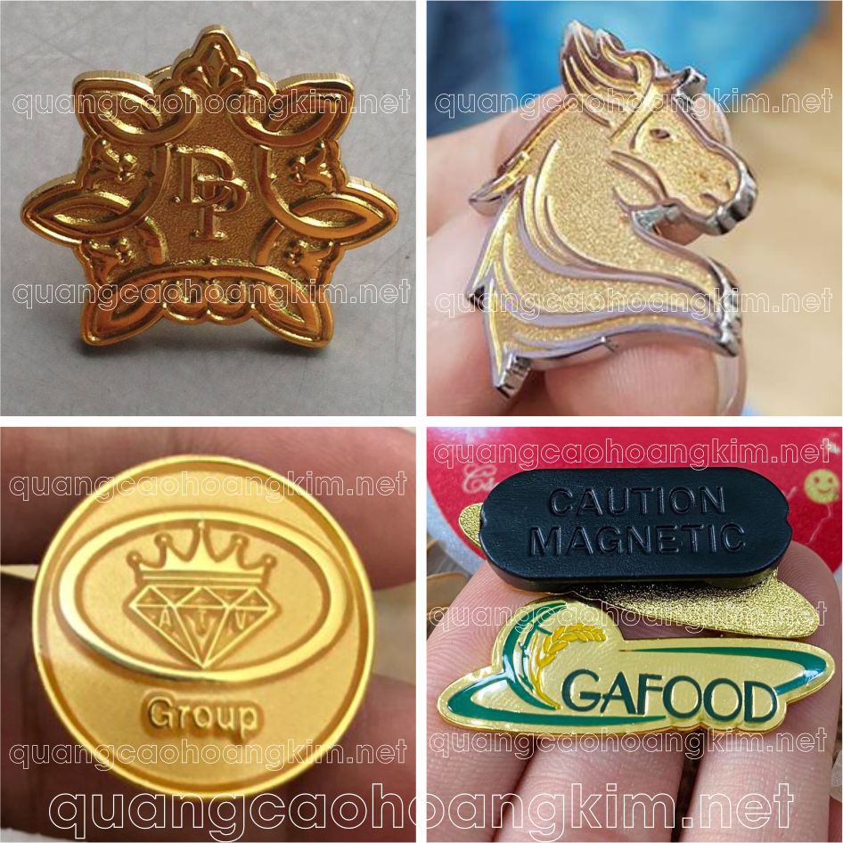 HUY HIỆU LOGO CÀI ÁO ĐÚC NỔI - ĐÚC CHÌM MẠ VÀNG ĐẸP