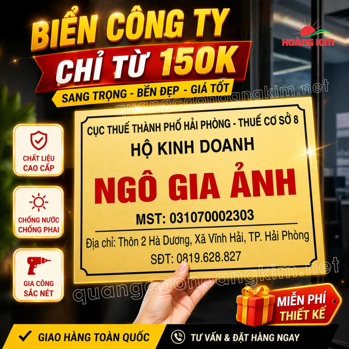 bien bang hieu cong ty chi tu 150k - Biển Bảng Hiệu Công Ty, Cửa Hàng Cực Đẹp, Sang Trọng Chỉ Từ 150k